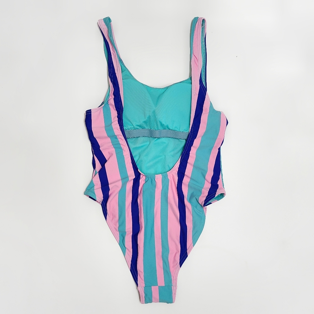 ✨SALE✨ Envya Swim High-Leg One Piece Striped Swimsuit - Picture 3 of 12